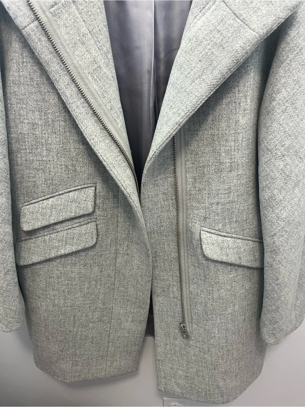 J. Crew Light Gray Wool-Blend Zip Pea Coat - Picture 3 of 4